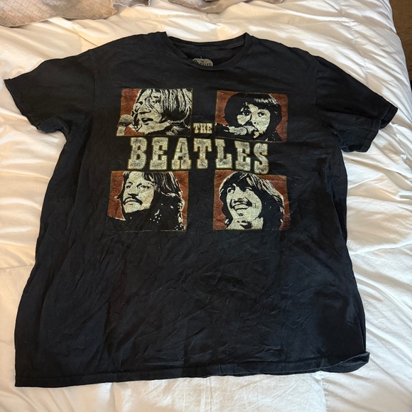 THE BEATLES SHIRT SIZE L BLACK T SHIRT RARE - Picture 1 of 3